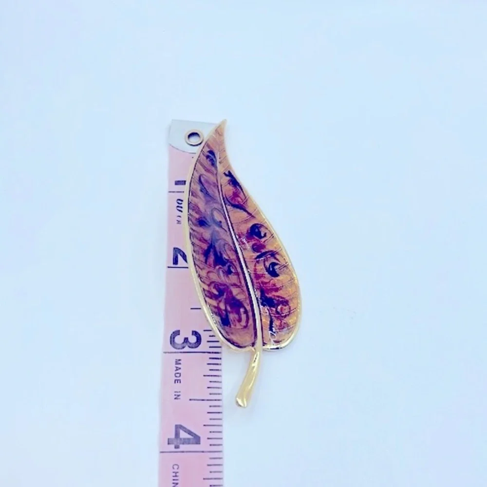 Vintage Enamel Leaf Brooch
